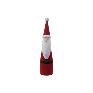 2-3/4" Round x 11"H Paulownia Wood Santa, Red & White