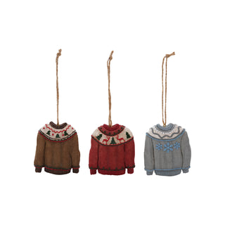 2-1/2"W x 3"H Resin Sweater Shaped Ornament, 3 Styles ©