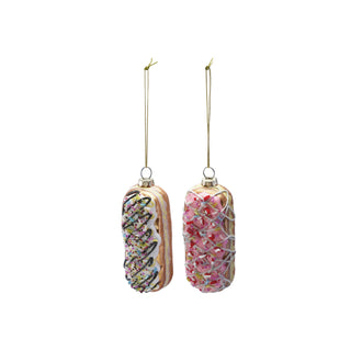 Glass Doughnut Ornament with Frosting & Sprinkle Beads, 2 Styles