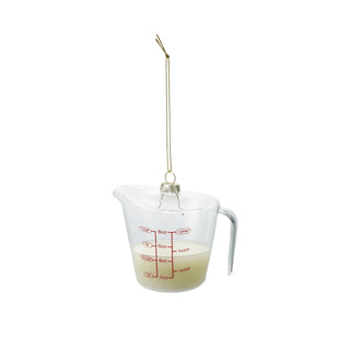 4"L Glass Liquid Measuring Cup with Milk Ornament