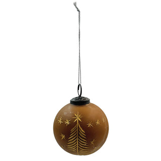 Etched Trees and Stars Ornament - Brown