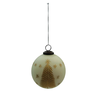Etched Trees and Stars Ornament - Cream
