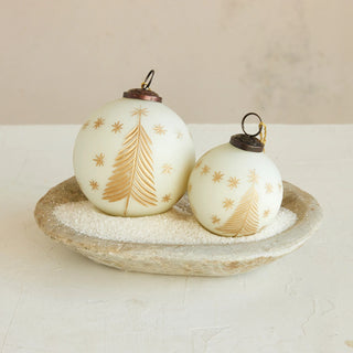 Etched Trees and Stars Ornament - Cream