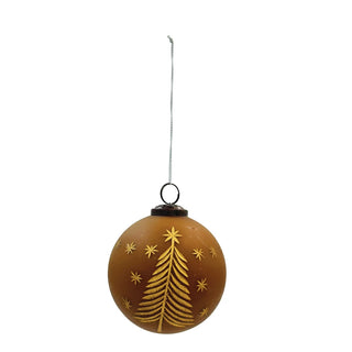 Etched Trees and Stars Ornament - Brown