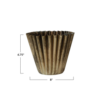Brass Fluted Planter