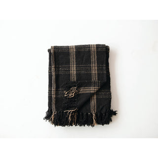 Moody Plaid Fringe Throw