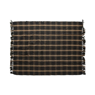 Moody Plaid Fringe Throw