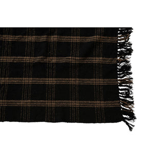 Moody Plaid Fringe Throw